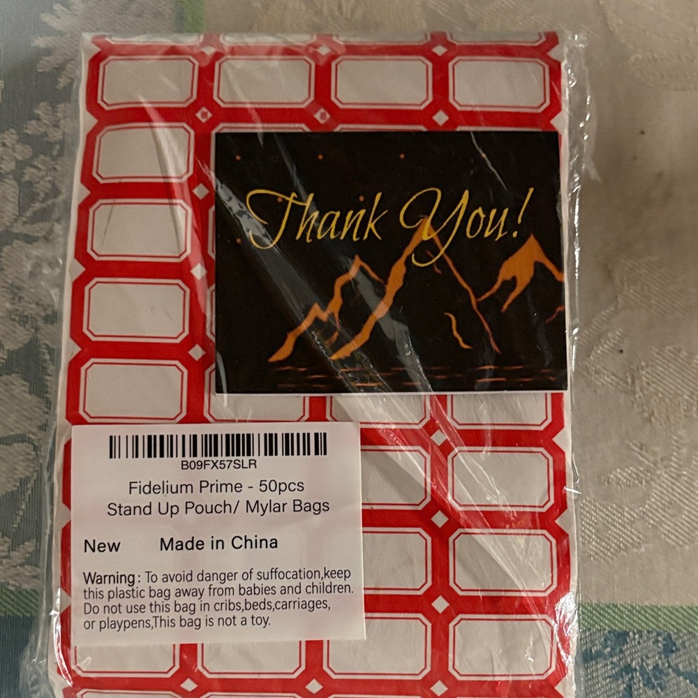 Stand Up Pouch Mylar Bags with labels - 50pcs